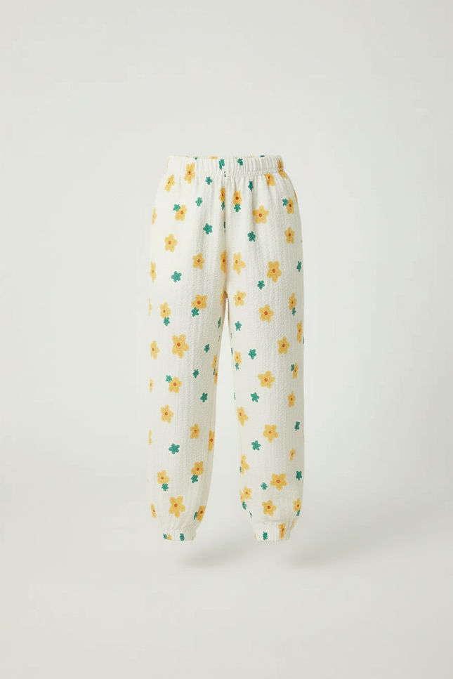 Pantalon Blanc Fleuri Ample Coton Enfant Garçon - Imprimé - vue 3
