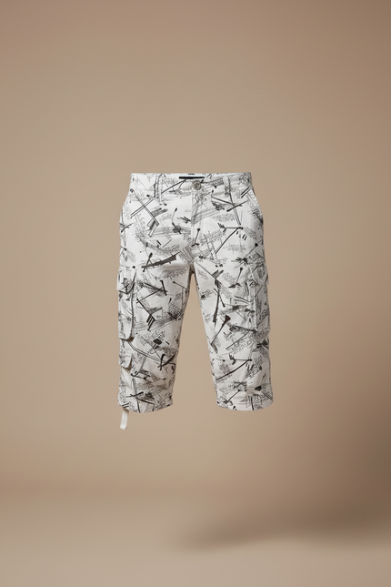 Pantalon Blanc Cargo Imprimé Décontracté Homme 3/4 - Toile - vue 3