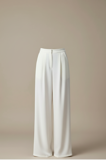 Pantalon Blanc Fluide Ample Élégant Femme - Polyester - vue 3
