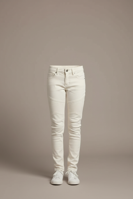 Pantalon Blanc Jeans Enfant Slim Moto Matelassé - vue 3