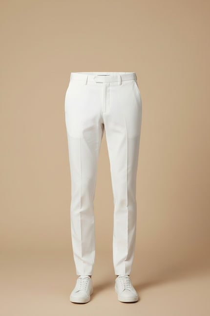 Pantalon Blanc Homme Slim Habillé Coton Élégant - Gabardine - vue 3