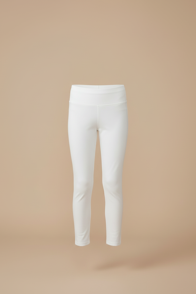 Pantalon Blanc Élastique Confortable Slim Fille - Maille - vue 3