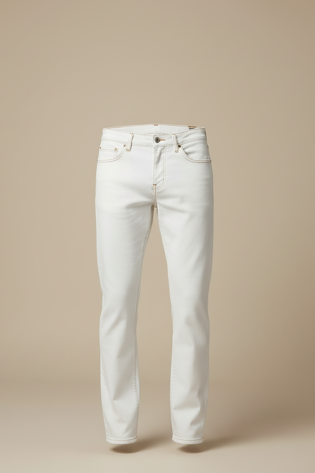 Pantalon Blanc Homme, Slim, Décontracté, Coton - Jean - vue 3