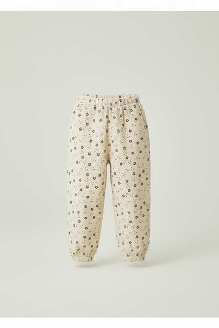 Pantalon Blanc Côtelé Floral Ample Enfant Décontracté - Beige Cordé - vue 3