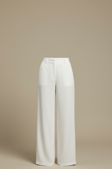 Pantalon Blanc Fluide Lin Ample Décontracté - vue 3