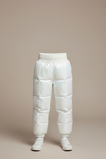Pantalon Blanc Enfant Rembourré Brillant Hiver Chaud - Polyester - vue 3