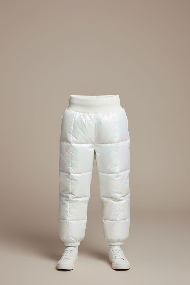Pantalon Blanc Enfant Rembourré Brillant Hiver Chaud - Polyester - vue 3
