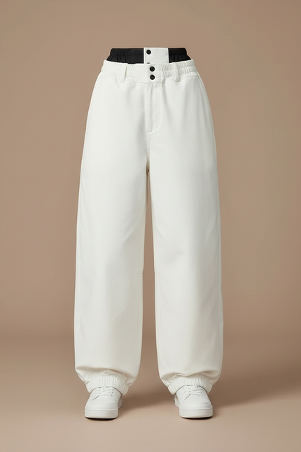 Pantalon Blanc Ample Imperméable Ceinture Noir Sport - Polyester - vue 3