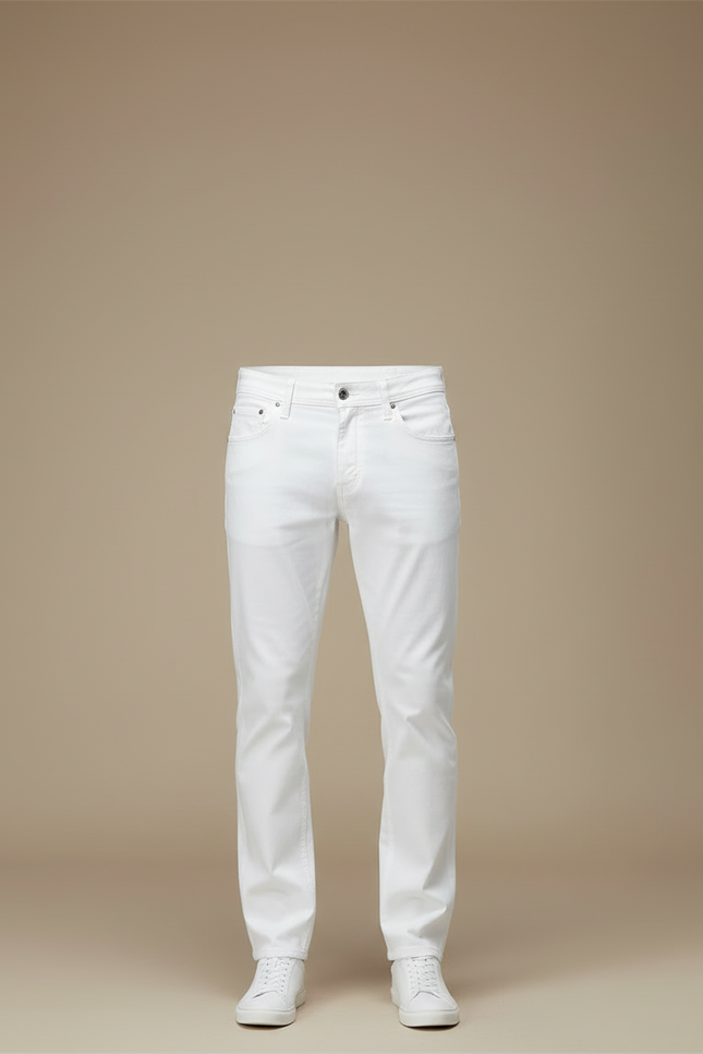 Pantalon Blanc Coton Droit Homme Décontracté - vue 3