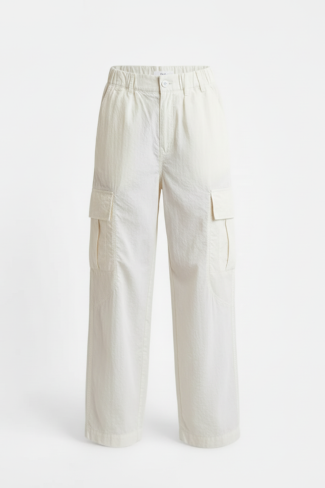 Pantalon Blanc Cargo Ample Décontracté Poches - Polyester - vue 3