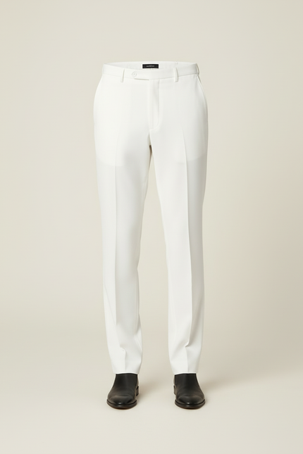 Pantalon Blanc Homme Droit Élégant Formel - Gabardine - vue 3