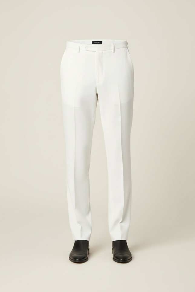 Pantalon Blanc Homme Droit Élégant Formel - Gabardine - vue 3