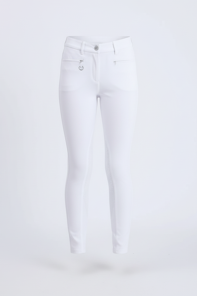 Pantalon Blanc Équestre Fille Slim Adhérent Silicone - Polyester - vue 3