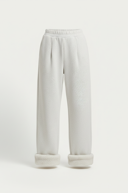 Pantalon Blanc Molletonné Ample Décontracté Confortable - Gris - vue 3