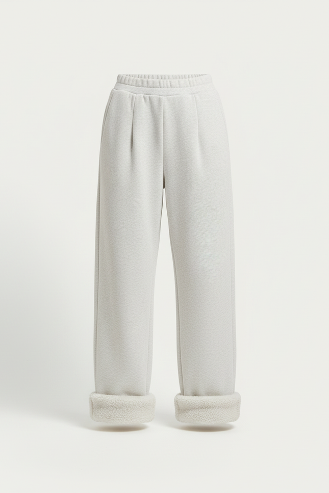 Pantalon Blanc Molletonné Ample Décontracté Confortable - Gris - vue 3