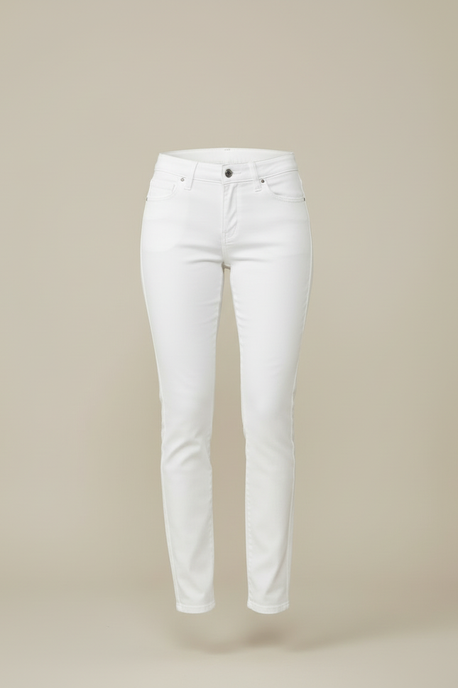 Pantalon Blanc Slim Coton Décontracté Femme Élégant - Jean - vue 3