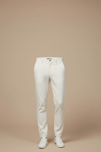 Pantalon Blanc Slim Texturé Élégant Homme Décontracté - Maille - vue 3