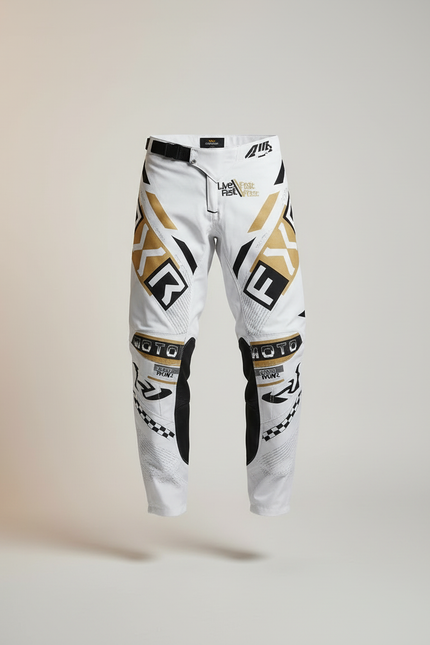 Pantalon Blanc Motocross Homme Racing Gold Géométrique - Polyester - vue 3