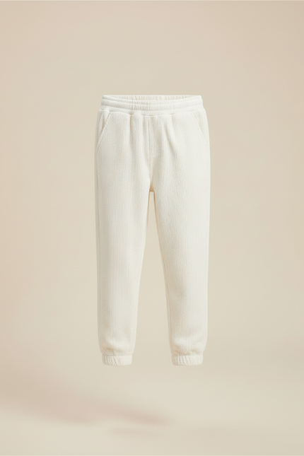 Pantalon Blanc Côtelé Décontracté Confortable Enfant - Cordé - vue 3