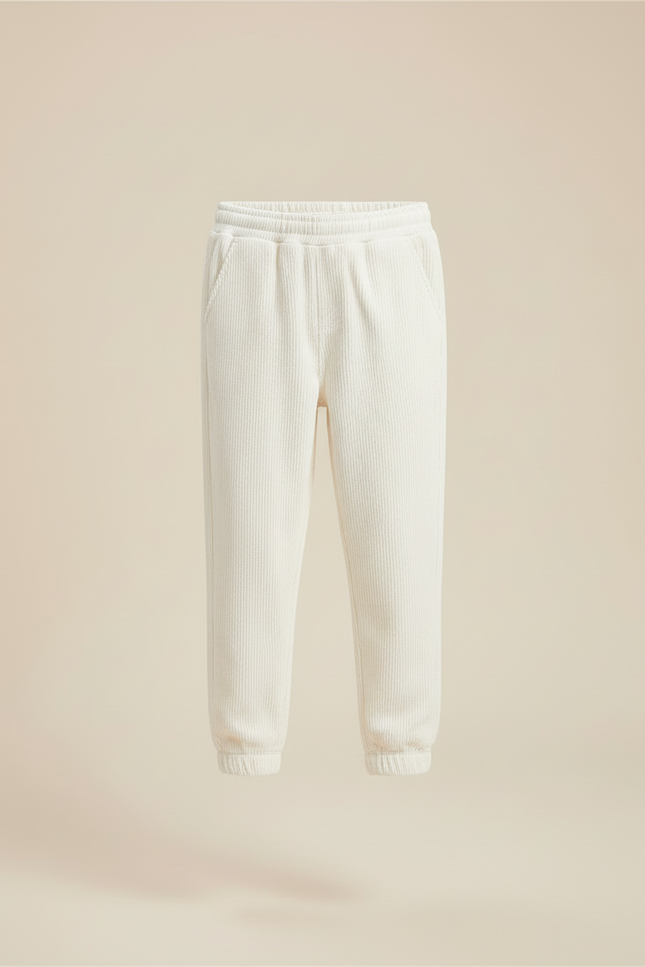 Pantalon Blanc Côtelé Décontracté Confortable Enfant - Cordé - vue 3