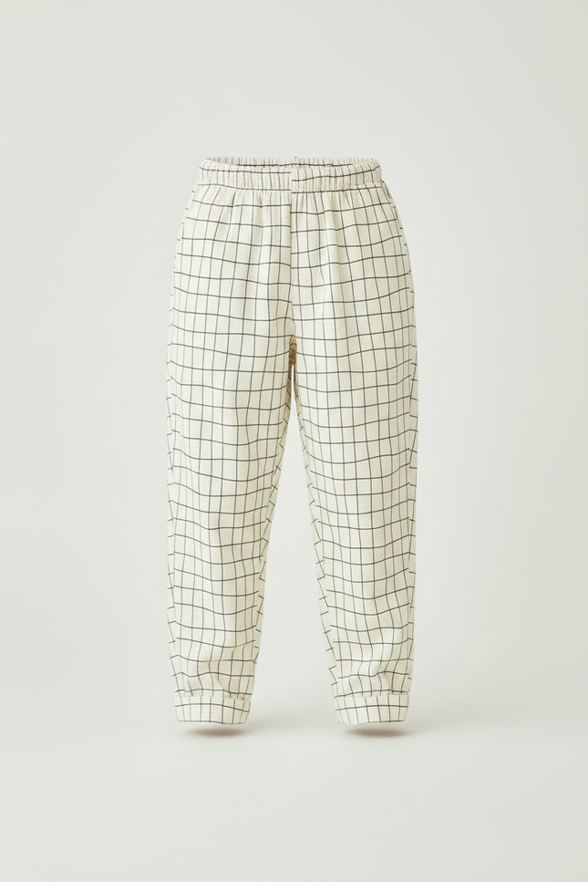 Pantalon Blanc À Carreaux Décontracté Enfant - Coton - vue 3