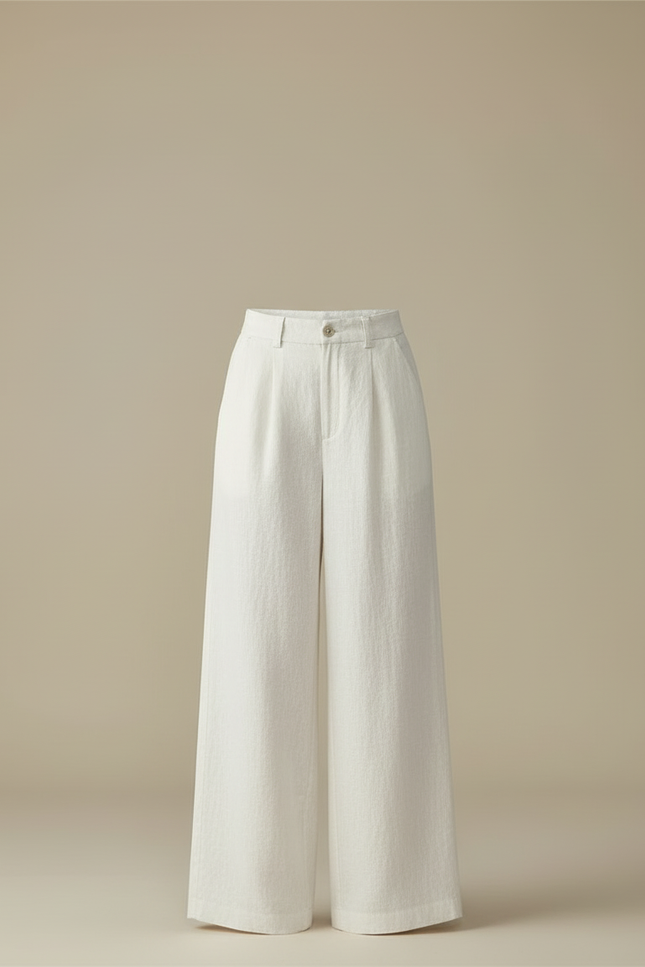 Pantalon Lin Blanc Doublé Femme - vue 3
