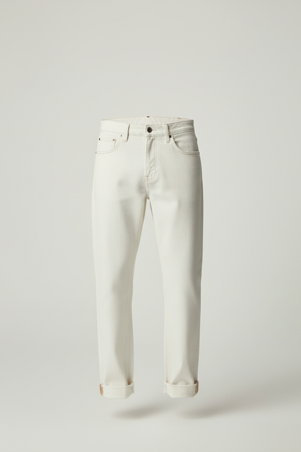Pantalon Blanc Écru Droit Décontracté Homme - Jean - vue 3