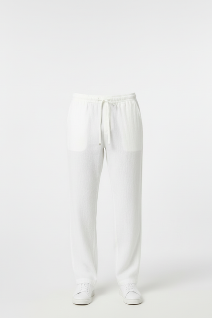 Pantalon Blanc Droit Décontracté Lin Homme - vue 3