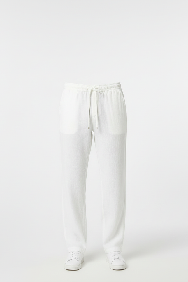 Pantalon Blanc Droit Décontracté Lin Homme - vue 3