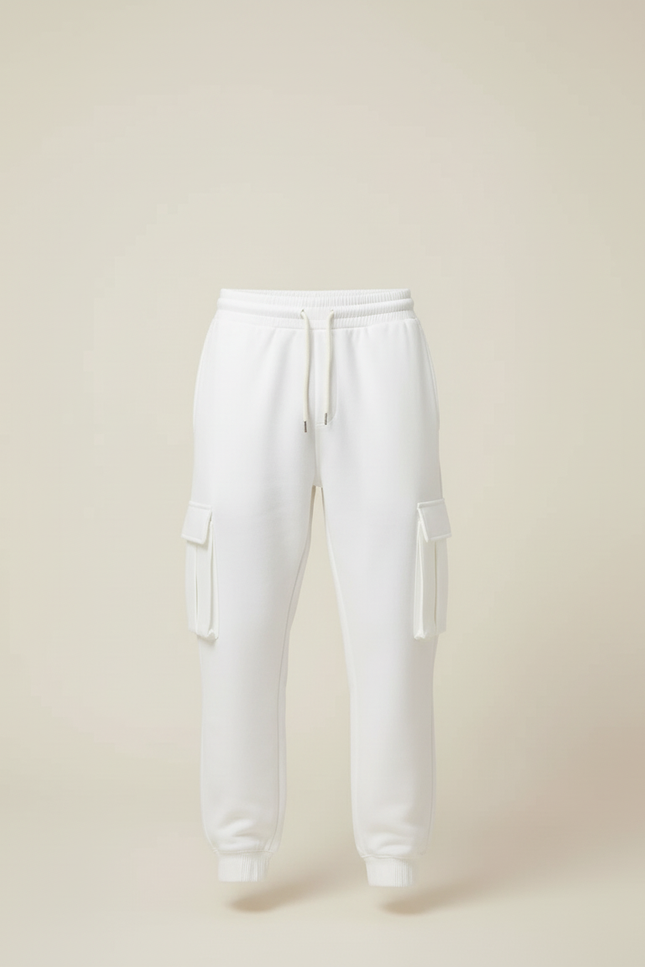 Pantalon Blanc Cargo Molletonné Décontracté Homme - vue 3