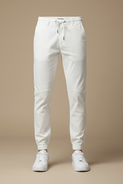 Pantalon Blanc Jogger Cordon Décontracté Homme Coton - vue 3