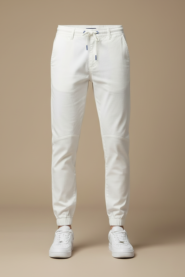 Pantalon Blanc Jogger Cordon Décontracté Homme Coton - vue 3