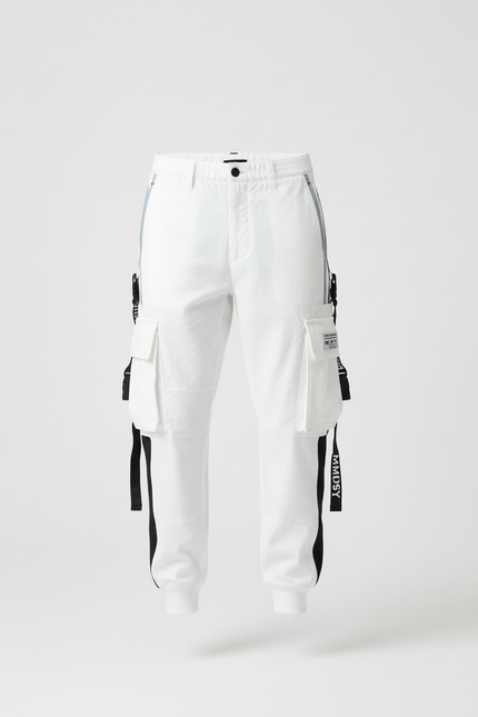 Pantalon Blanc Avec Trait Noir - Coton - vue 3