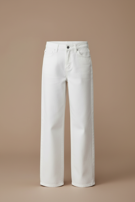 Pantalon Blanc Jean Droit Fille Décontracté - vue 3