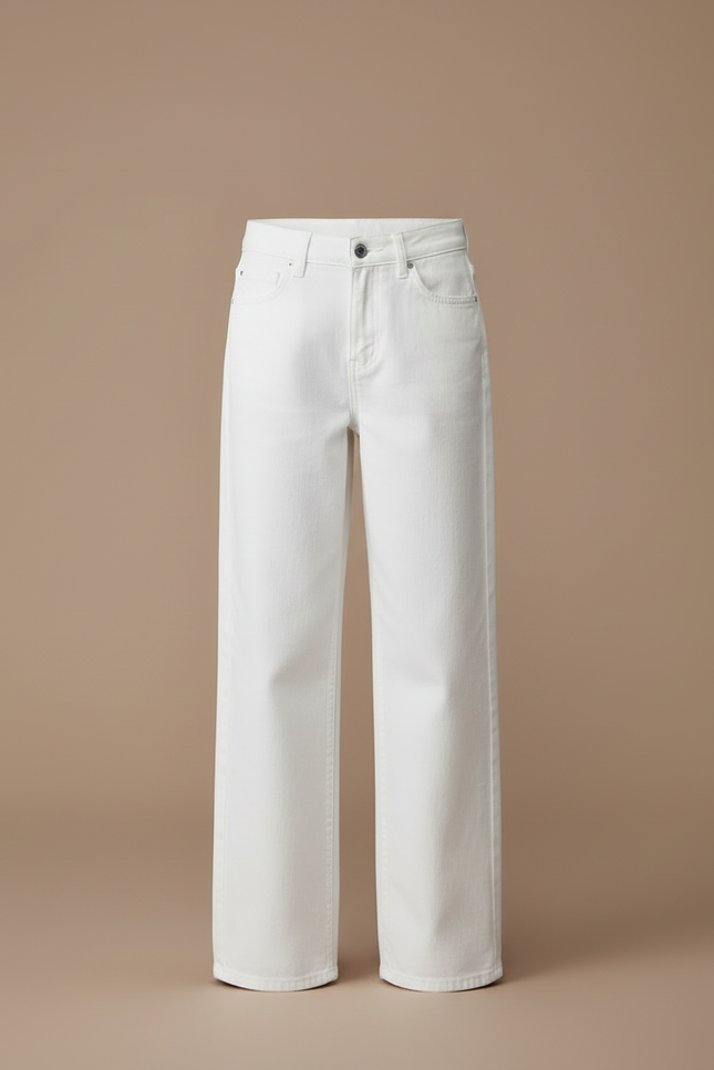 Pantalon Blanc Jean Droit Fille Décontracté - vue 3