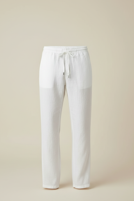 Pantalon Lin Coton Blanc Homme - vue 3
