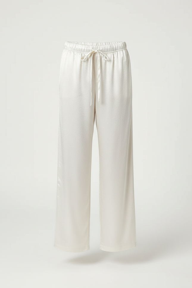 Pantalon Blanc Satiné Ample Fluide Cordon Fille - vue 3