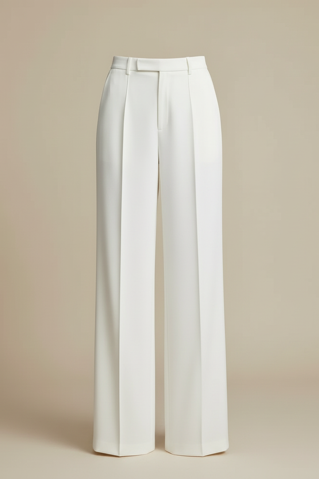 Pantalon Blanc Fluide Habillé Taille Haute Femme - Viscose - vue 3