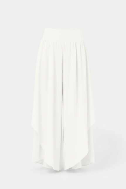 Pantalon Blanc Fluide Ample Taille Haute Irrégulier - Polyester - vue 3