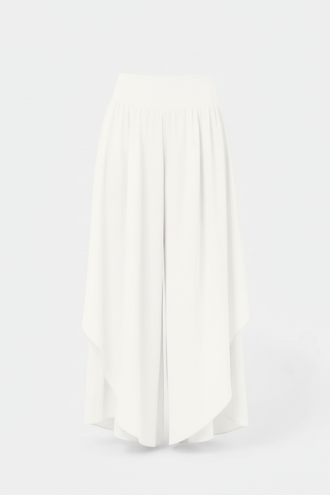 Pantalon Blanc Fluide Ample Taille Haute Irrégulier - Polyester - vue 3
