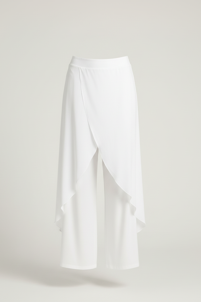 Pantalon Blanc Fluide Ample Chiffon Décontracté Élégant - Polyester - vue 3