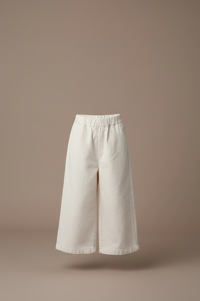 Pantalon Blanc Ample Coton Droit Confortable Enfant - Toile - vue 3