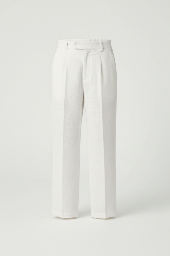 Pantalon Blanc Lin Plissé Garçon Élégant Décontracté - vue 3