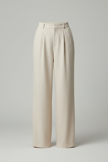 Pantalon Blanc Jambe Large - Beige Maille - vue 3