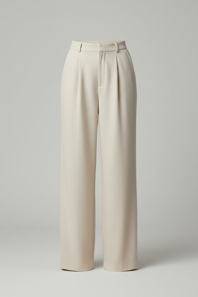 Pantalon Blanc Jambe Large - Beige Maille - vue 3