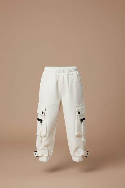 Pantalon Blanc Cargo Ample Garçon Décontracté - Molleton - vue 3