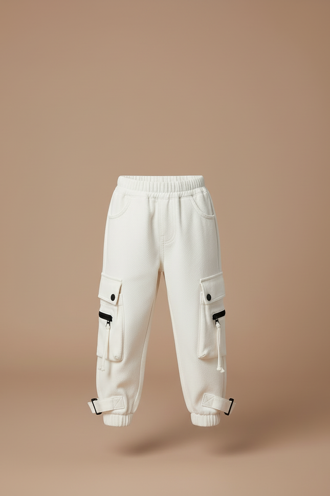 Pantalon Blanc Cargo Ample Garçon Décontracté - Molleton - vue 3
