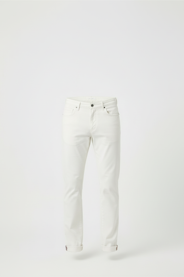 Pantalon Blanc Homme Slim Coton Décontracté Uni - Gabardine - vue 3