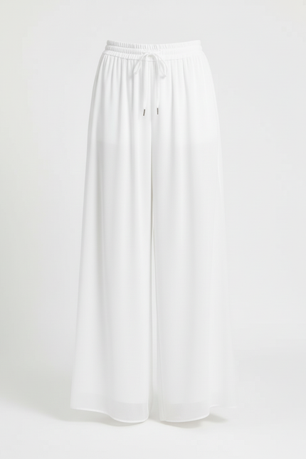 Pantalon Blanc Fluide Large Taille Haute - Viscose - vue 3