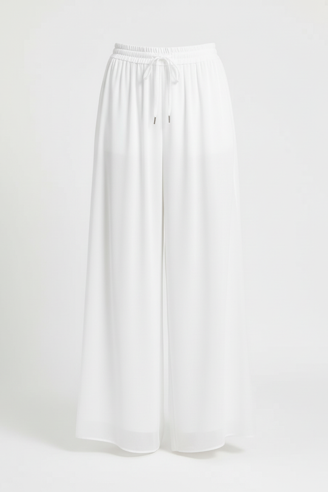 Pantalon Blanc Fluide Large Taille Haute - Viscose - vue 3